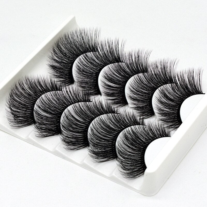 5/8pairs natural false eyelashes fake lashes long makeup 3d mink lashes eyelash extension Fluffy Mink Lashes