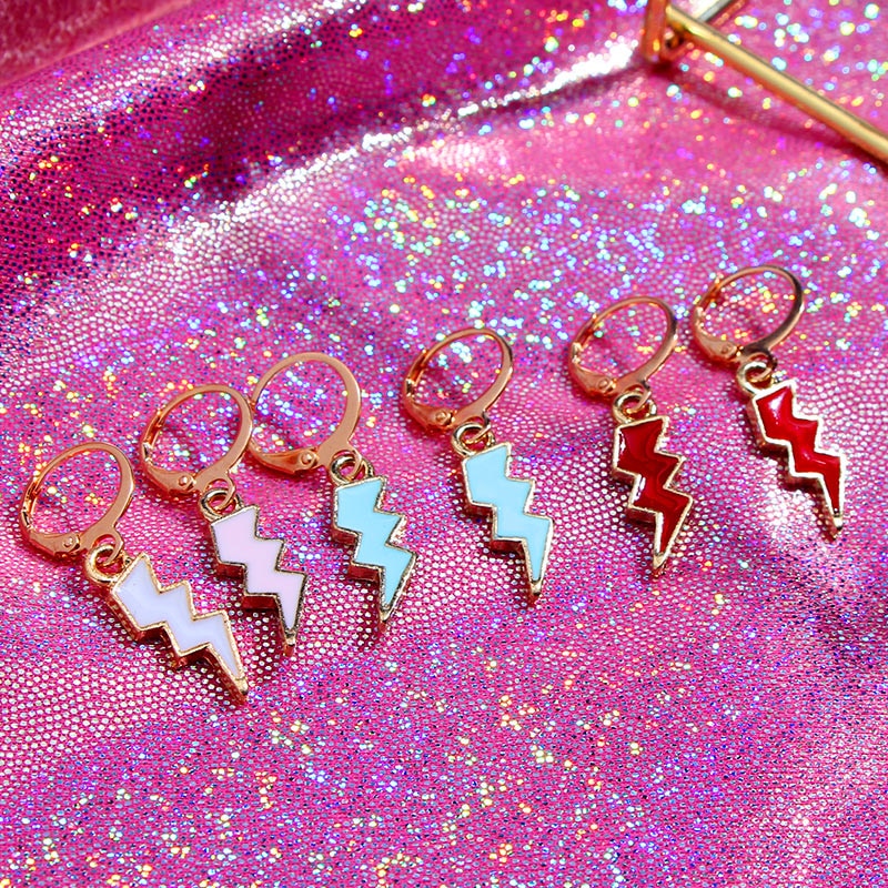 Lightning Drop Earring Cute Five Colors Small Earring Simple Design Jewelry