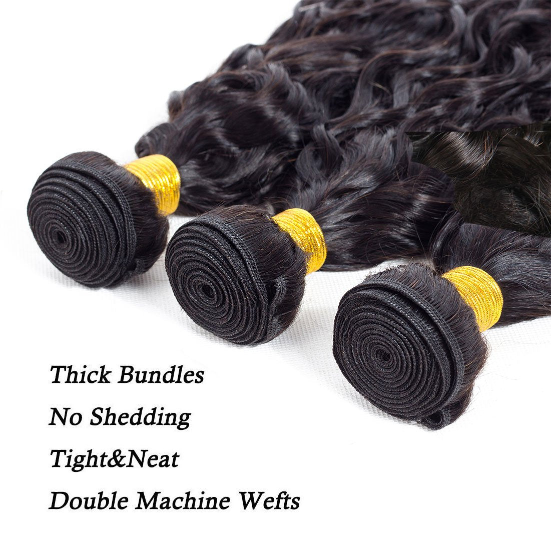 10A  Water Wave Bundles Unprocessed Water Wave Curly Human Hair Weave Bundles Remy Extensions No Tangle