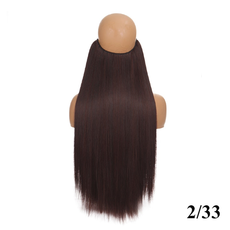 Invisible Wire No Clip One Piece Hair Extensions Secret Fish Line Hair Pieces Wave Straight Synthetic Fake 24 inch