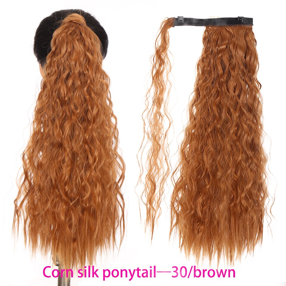 Synthetic Long Straight Wrap Around Clip In Ponytail Hair Extension Heat Resistant Hair Wig
