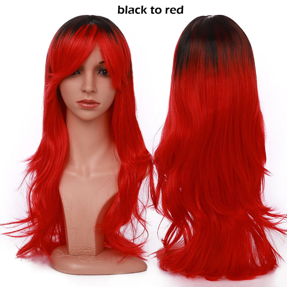 S-noilite Synthetic 28colors 22inch Loose Wave Wigs Halloween Cosplay Wig Blue Red Pink Grey Purple Hair Cosplay