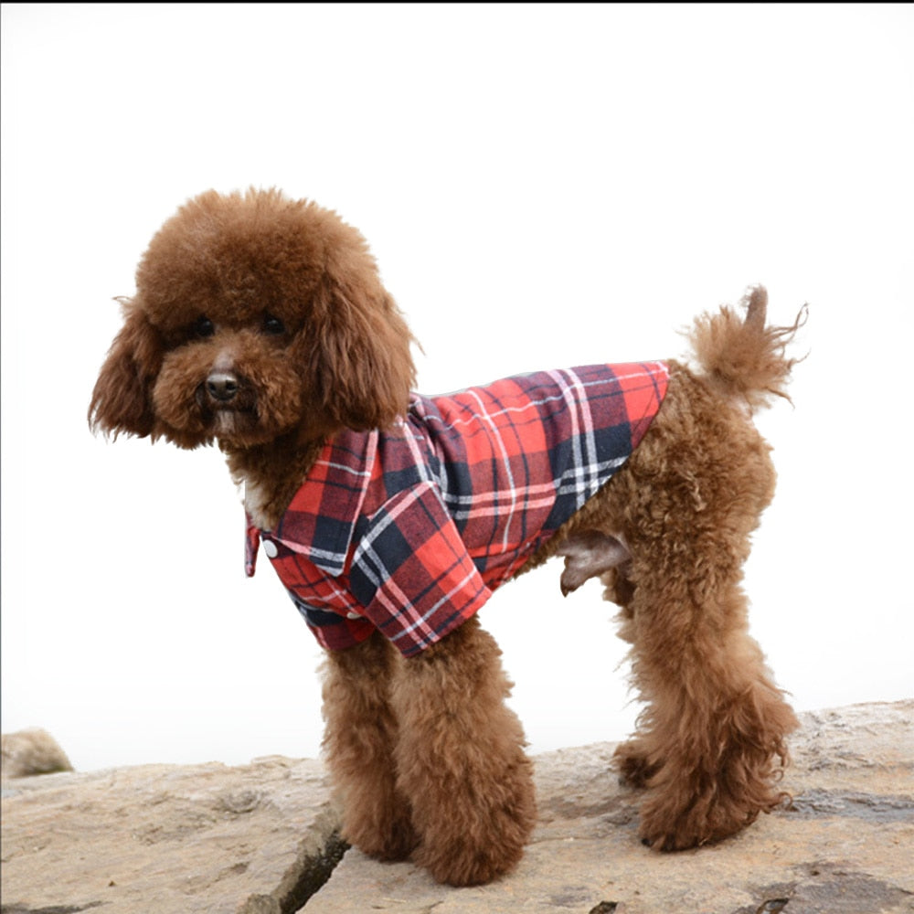 Soft Cotton Short Sleeve Shirts Pet Dog Cat Kitten Clothes Puppy Kitten Clothing Plaid T Shirt