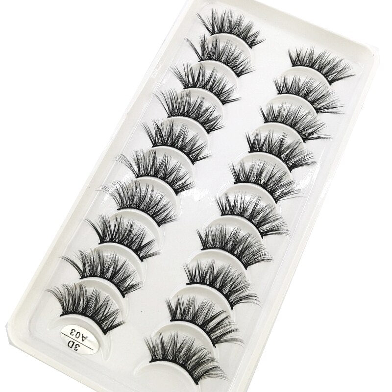 10 Pairs Crisscross Half Eye Lashes Natural False Eyelashes Handmade Faux 3D Mink Lashes Eyelash Extension