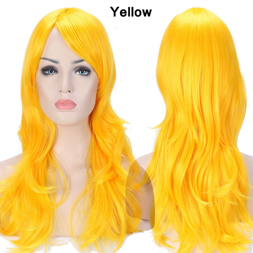 S-noilite Synthetic 28colors 22inch Loose Wave Wigs Halloween Cosplay Wig Blue Red Pink Grey Purple Hair Cosplay