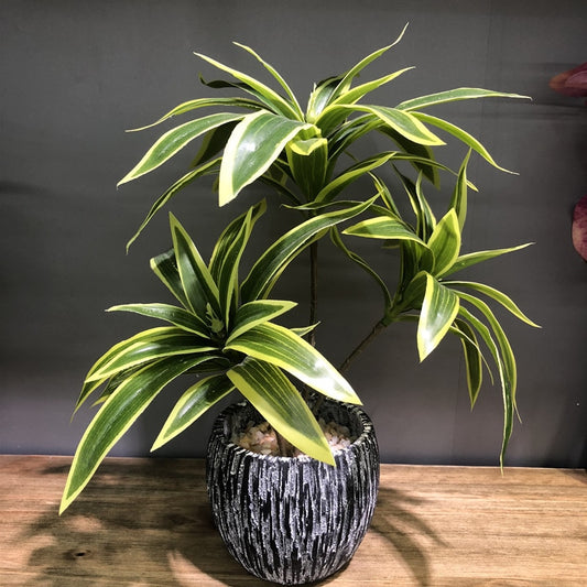 35cm 3 Fork Artificial Desktop Fake Plants Green Plastic Palm Tree Bunch Flower Material Office Living Room Home Decor