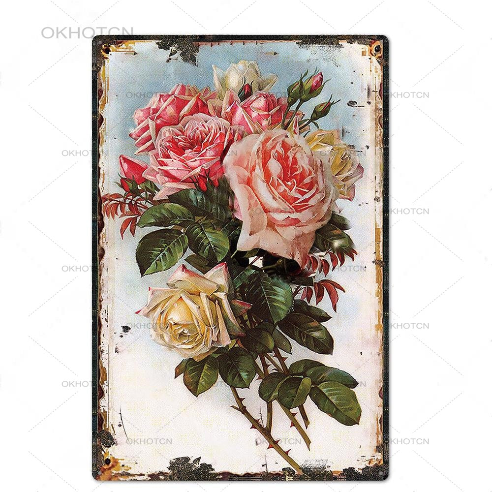 Garden Rules Metal Sign Vintage Metal Plaque Plates Decor For Pub Bar Home Wall Decor Tin Signs Flower Poster
