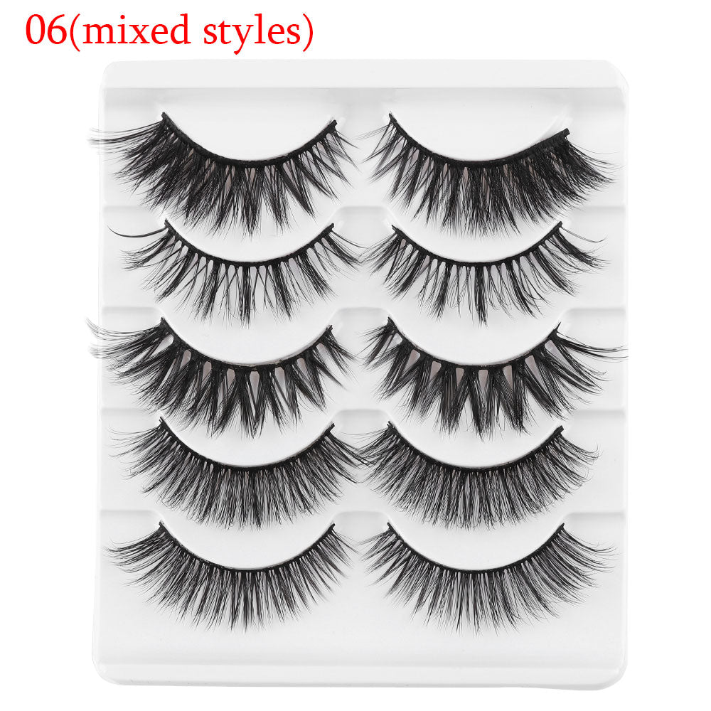 5 Pairs 3D Faux Mink Hair False Eyelashes Wispies Fluffies Drama Natural Long Soft Handmade Cruelty-free Black Lashes