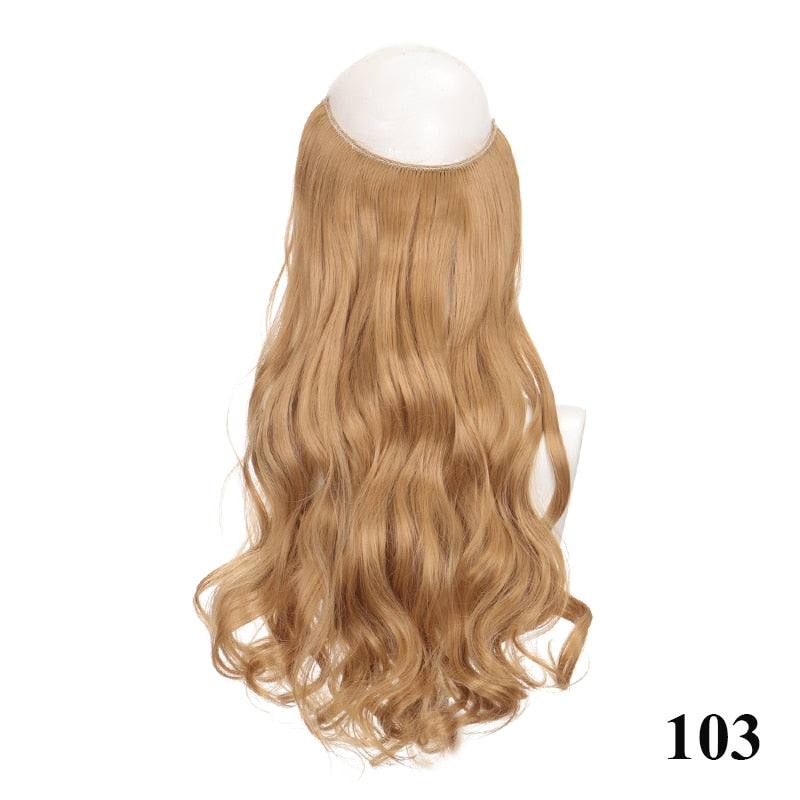 Invisible Wire No Clip One Piece Hair Extensions Secret Fish Line Hair Pieces Wave Straight Synthetic Fake 24 inch