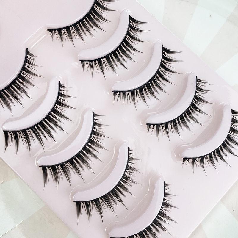 Japanese Natural Eyelashes Cos Thick Eyelashes Prom Performance Long Crossed Eyelashes 5 Pairs Lashes