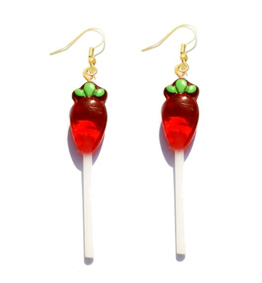 Resin Lollipop Drop Earrings Jewelry Custom Made Handmade Cute Cotton Candy