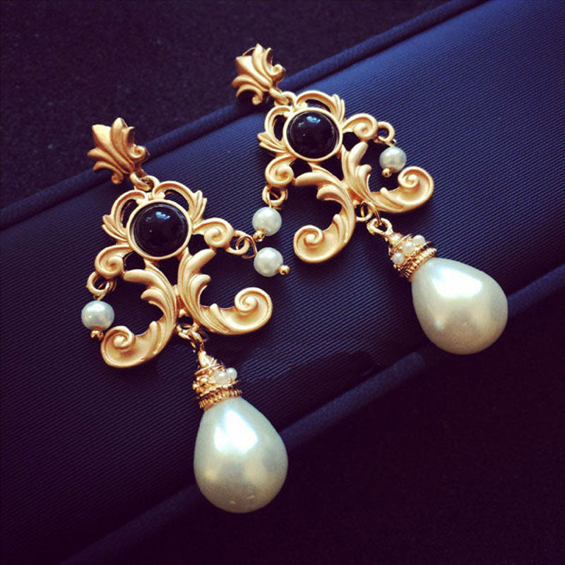 Retro Luxury Baroque Earring Euramerican Palace Vintage Pop Pearl Earrings