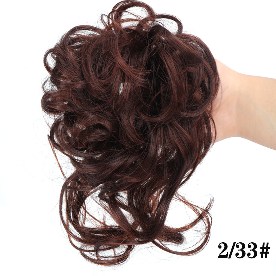 Synthetic Hair Bun Bands Blonde Black Messy Curly Chignon Donut Updo Scrunchies Fake Hair Pieces For Women Hair Extensions