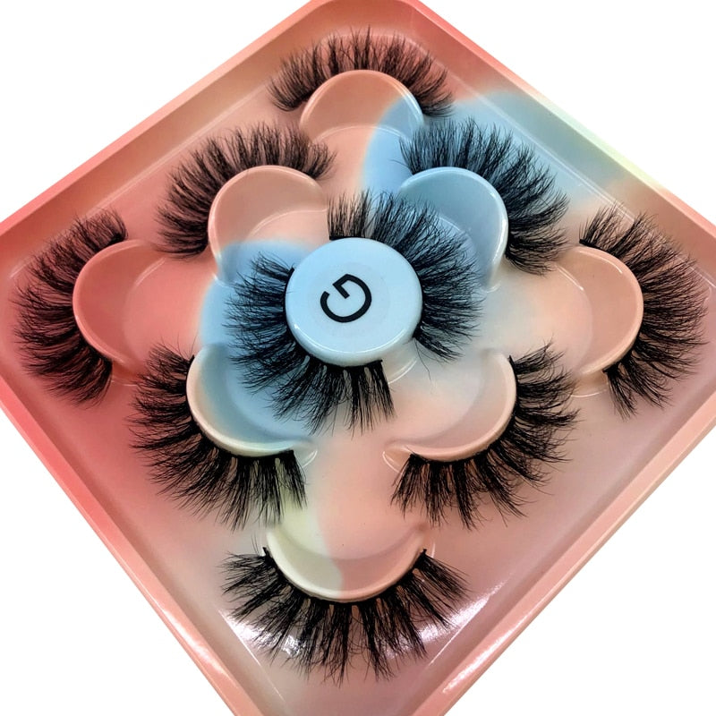 5 Pairs 3D Mink Lashes Natural Mink False Eyelashes Dramatic Volume Fake Eyelash Extension Faux Cils