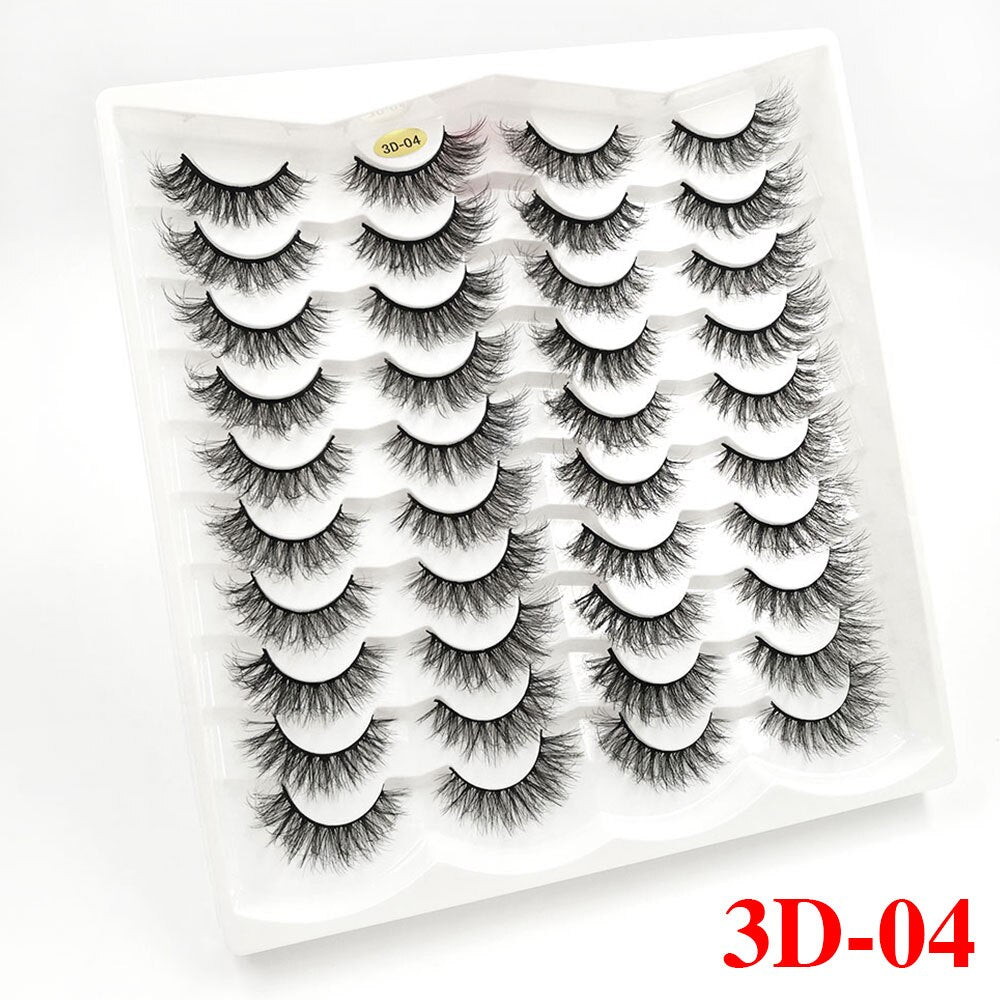 5/20Pairs Fake Lashes 3D Faux Mink Lashes Fluffy Soft Wispy Volume Natural long 8-25mm False Eyelashes Reusable Eyelashs