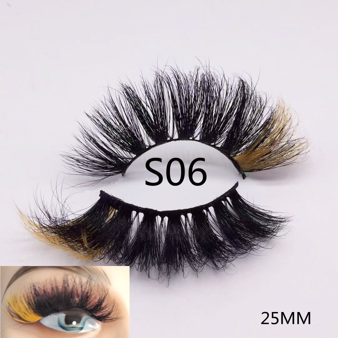 3D Mixed Color Mink Lashes Beauty Natural Individual Eyelashes Fluffy Lash Extension mix pink blue dramatic lash