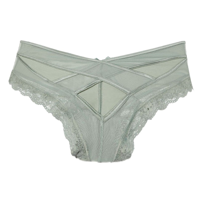 Sexy Panties Women Lace Low-waist Solid Brief Female Underwear Ladies Cross Strap Hollow out Lingerie G String Underpant