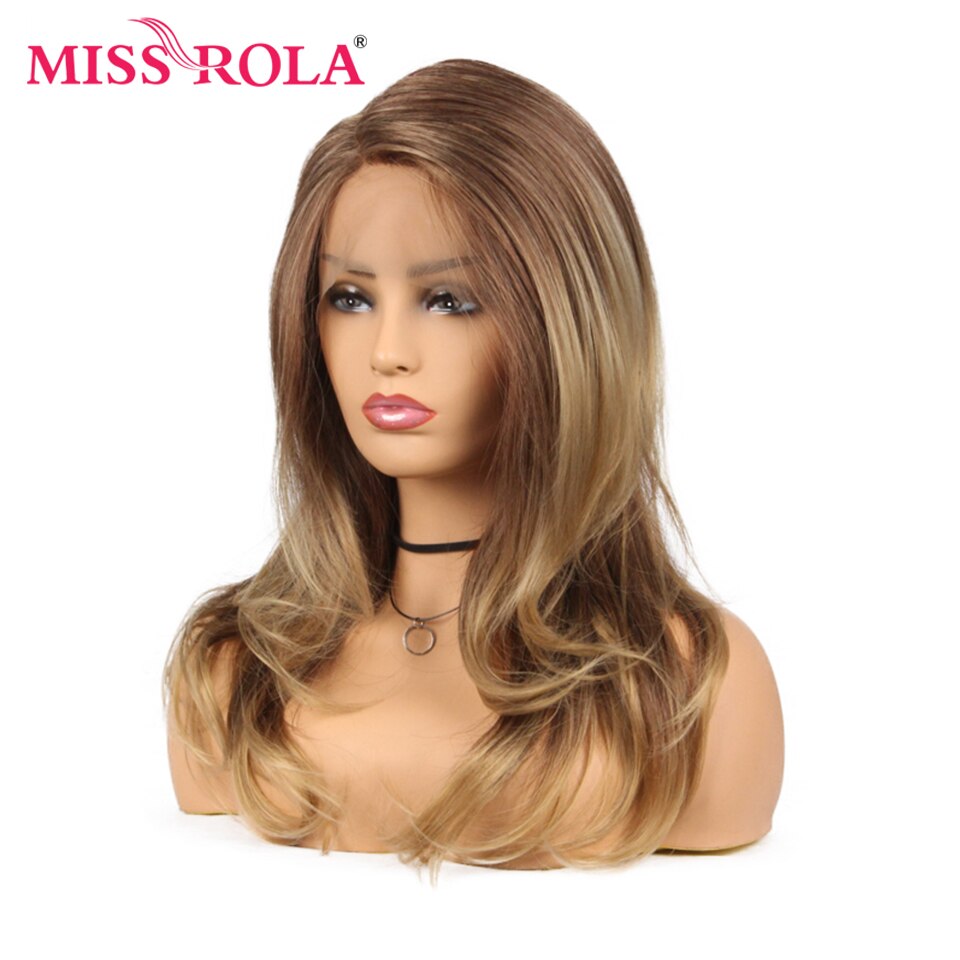 Synthetic Long Wavy Ombre Brown Lace Wig Wig 150% Density 22 Inches Heat Resistant Fiber