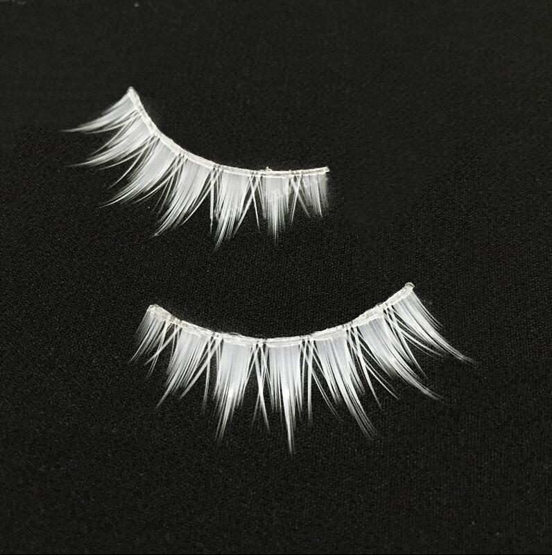 White Eyelashes Cosplay Makeup Natural Long Cross Strip False Eye Lashes