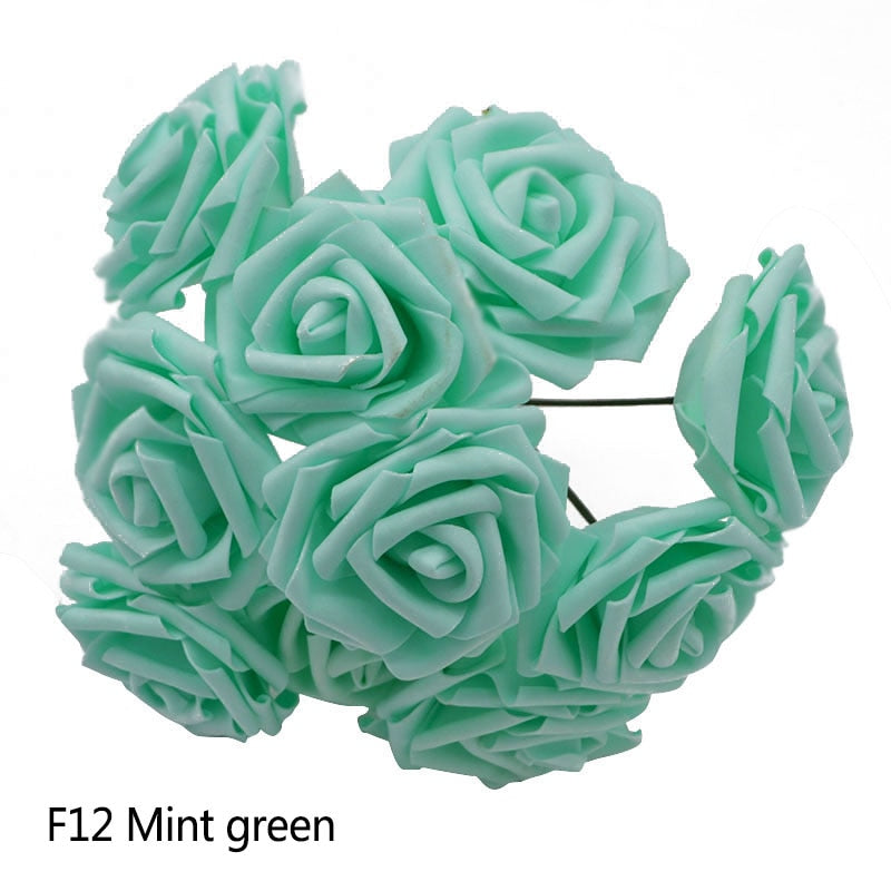 25 Heads 8CM Colorful Artificial PE Foam Rose Flowers Bride Bouquet Home Wedding Decor Scrapbooking DIY