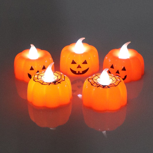 Pumpkin Candle Lights Halloween Lights Warm White Halloween Home Decoration Accessories