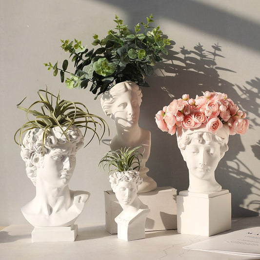 Creative Portrait Vase Human Head Home Decor Resin David Medici Venus Figurine Modern Nordic Style Decorative