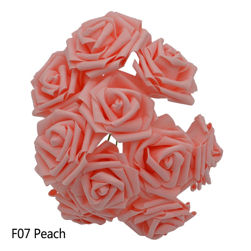 25 Heads 8CM Colorful Artificial PE Foam Rose Flowers Bride Bouquet Home Wedding Decor Scrapbooking DIY