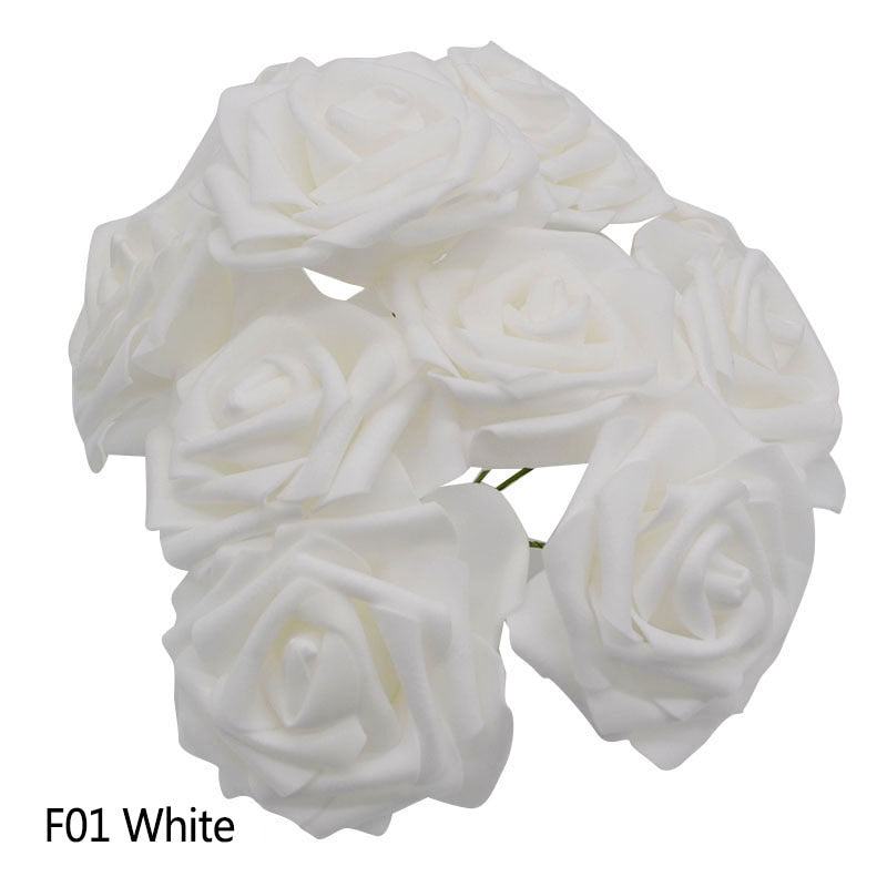 25 Heads 8CM Colorful Artificial PE Foam Rose Flowers Bride Bouquet Home Wedding Decor Scrapbooking DIY