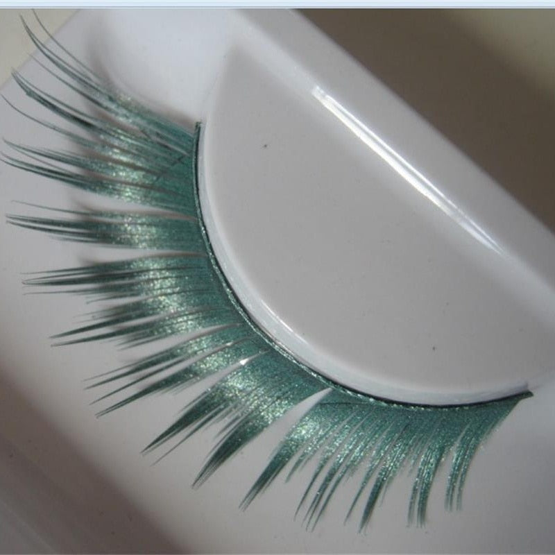 1 pairs green winged spray colorful false eyelashes masquerade exaggeration stage natural false eye lashes