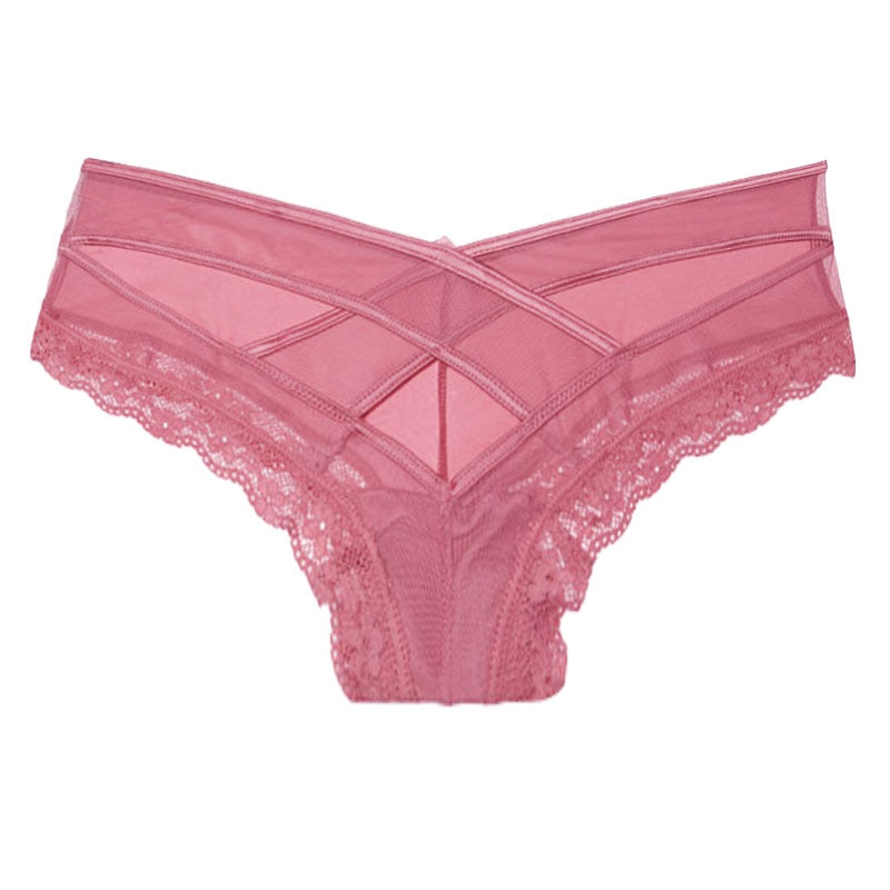 Sexy Panties Women Lace Low-waist Solid Brief Female Underwear Ladies Cross Strap Hollow out Lingerie G String Underpant
