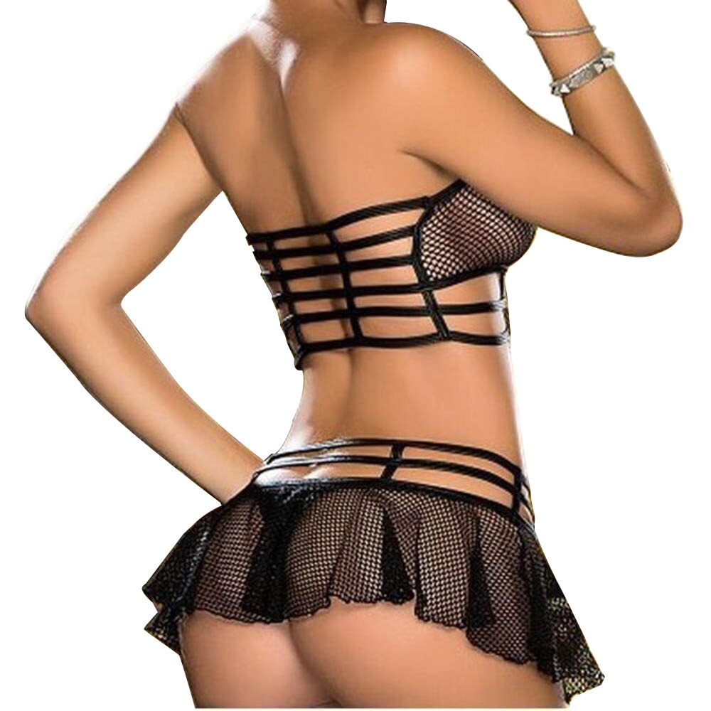 Hot Erotic Mesh Lingerie Set G-string Push Up Top Bra+Pants Set Sleepwear Underwear Nightwear Dress Sexy Set Outfit