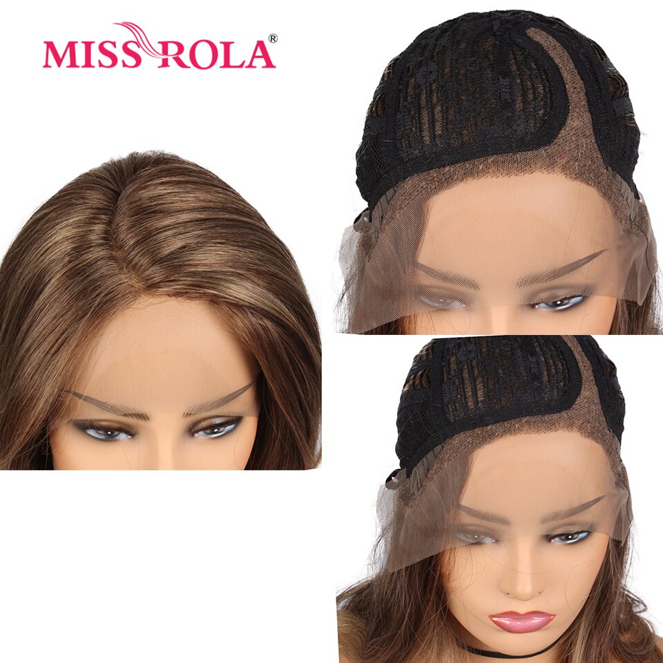Synthetic Long Wavy Ombre Brown Lace Wig Wig 150% Density 22 Inches Heat Resistant Fiber