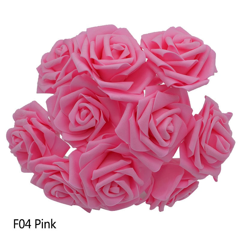25 Heads 8CM Colorful Artificial PE Foam Rose Flowers Bride Bouquet Home Wedding Decor Scrapbooking DIY