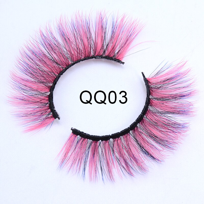 Fluffy Thick Dramatic 3D Faux Mink Colored Eyelashes Pink Red Natural Synthetic Colorful Rainbow Color Eye Lashes for Holiday