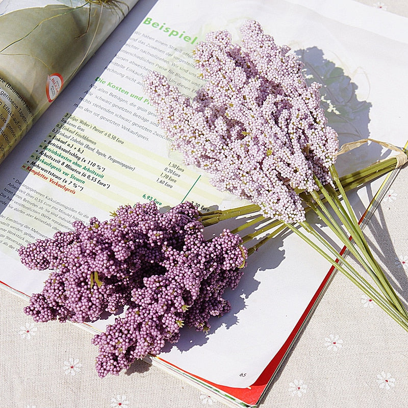 6 Pieces Bundle PE Lavender Cheap Artificial Flower Wholesale Plant Wall Decoration Bouquet Material Manual Diy Vases for Home