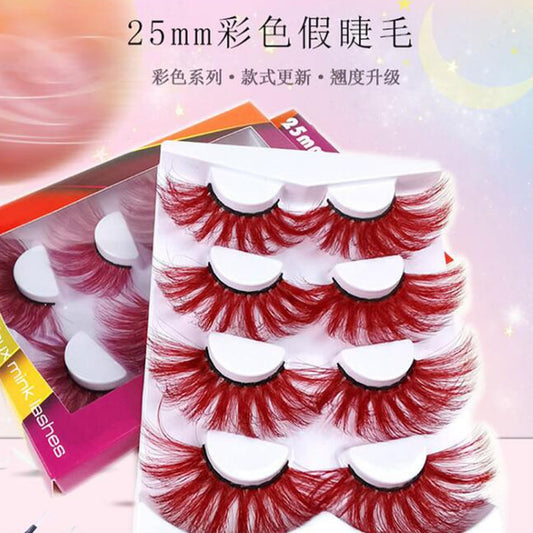 3D Fake Eyelashes Colorful Faux Mink Lashes Mix Color Pink Blue Red White False Eyelashes Fluffy Soft Cilias