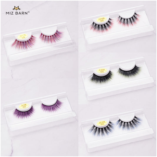 3D False Colored Eyelashes Natural Halloween Faux Mink Fluffy Soft Extension Cosplay Eyelash Colorful Eye Lashes