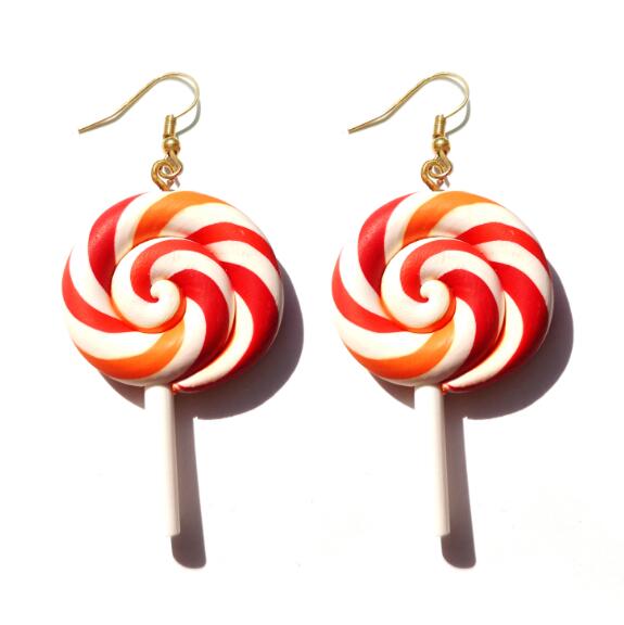 Resin Lollipop Drop Earrings Jewelry Custom Made Handmade Cute Cotton Candy