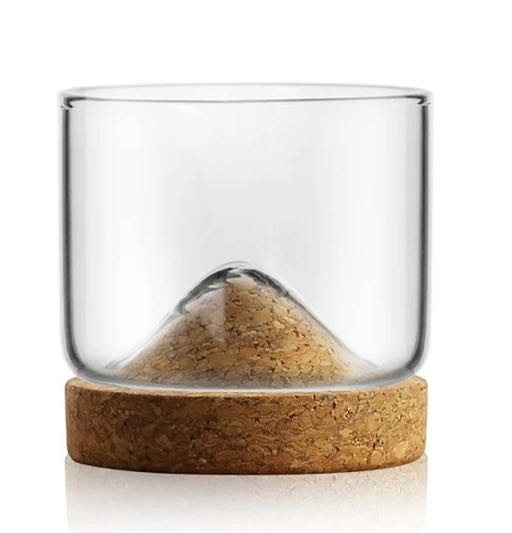 5oz Mountain Wine Glass mug with Wooden chinese tea mug Bottom Whiskey Glasses Japanese Household Tea Cup wood mug