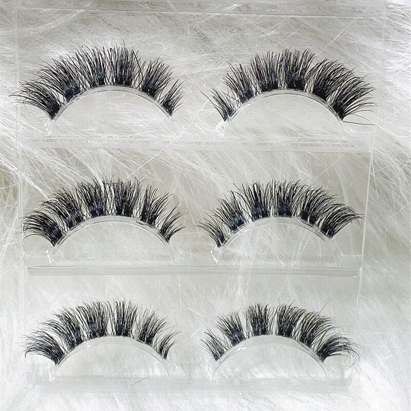 False Eyelashes 3 Pairs Pure Handmade Natural Transparent Terrier Fake Eyelashes Short Paragraph Bare Makeup Eyelashes