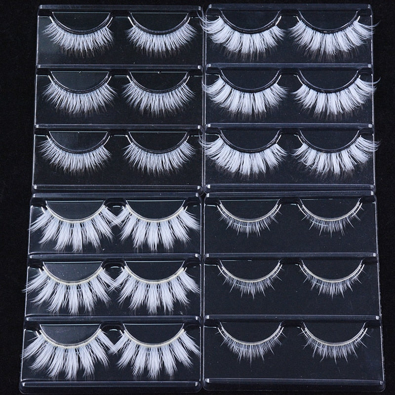 3 Pairs/Lot Fluffy Lace White Eyelashe Natural Colored Artificial Vegan Silk Eye Lashes for Doll Cosplay Party