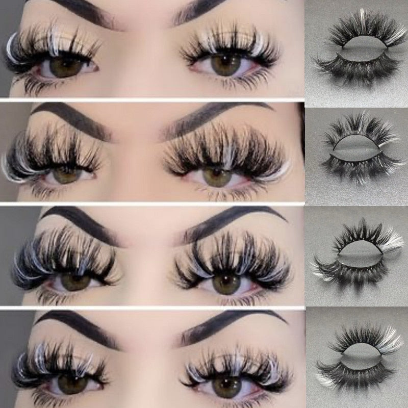3D Mixed Color Mink Lashes Beauty Natural Individual Eyelashes Fluffy Lash Extension mix pink blue dramatic lash