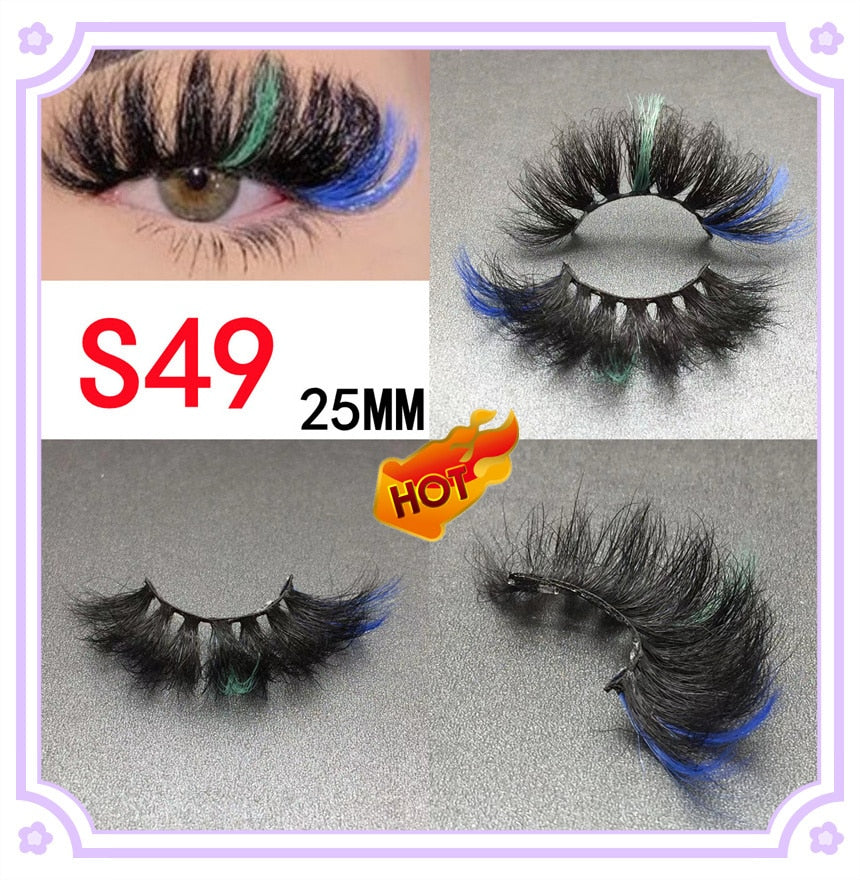3D Mixed Color Mink Lashes Beauty Natural Individual Eyelashes Fluffy Lash Extension mix pink blue dramatic lash
