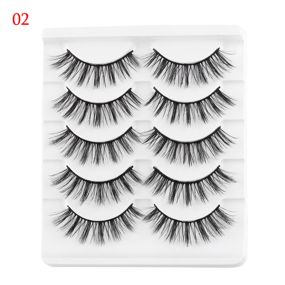 5 Pairs 3D Faux Mink Hair False Eyelashes Wispies Fluffies Drama Natural Long Soft Handmade Cruelty-free Black Lashes