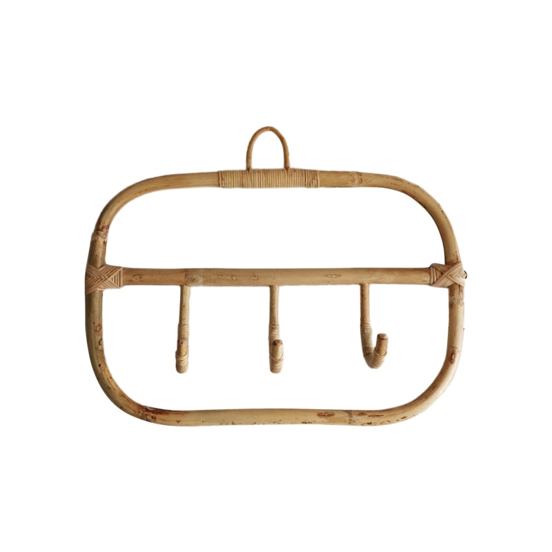 Rattan Wall Hooks Clothes Hat Hanging Hook Crochet Nordic Vintage Cloth Holder Organizer Hangers Dorm Decor
