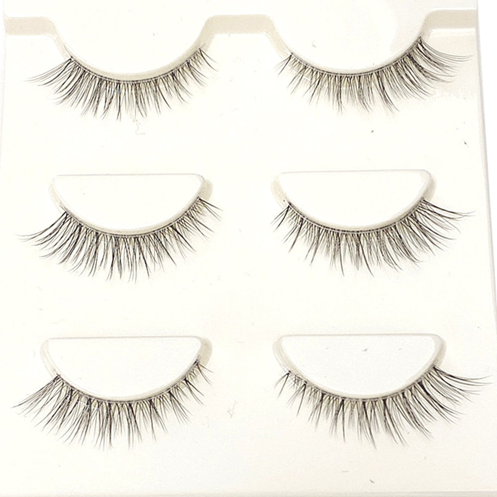 Transparent Terrier 3 Pairs 3D Mink EyeLashes False Lashes Thick EyeLash Lashes Natural Soft Fake EyeLashes
