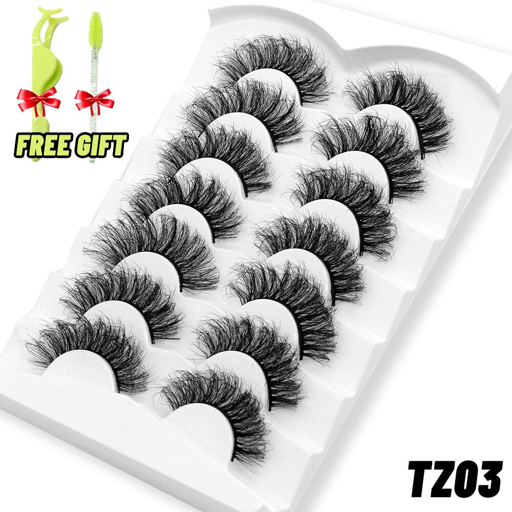 6D Faux Mink Eyelashes Long Lasting Fluffy Mink Lashes Dramatic Volume lashes Thick Long 5/7 Pairs