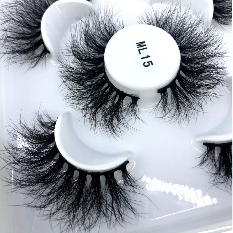Reusable mink eyelashes 25mm lashes fluffy messy 3D mink lashes 3 pairs natural Long Thick false eyelashes extension
