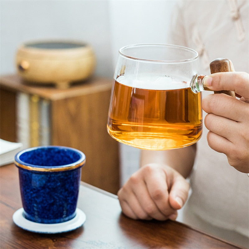 Heat Resistant Glass Teacup with Ceramic Filter and Cover Office Tea Strainer Cup Couple Simple Water Mug Drinkware