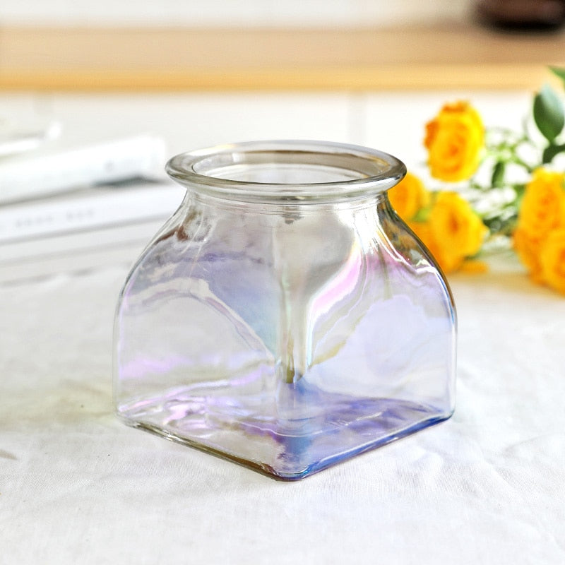 Multicolor Glass Vase Dried Flowers Nordic Transparent Europe Home Decoration Home Flower Vases